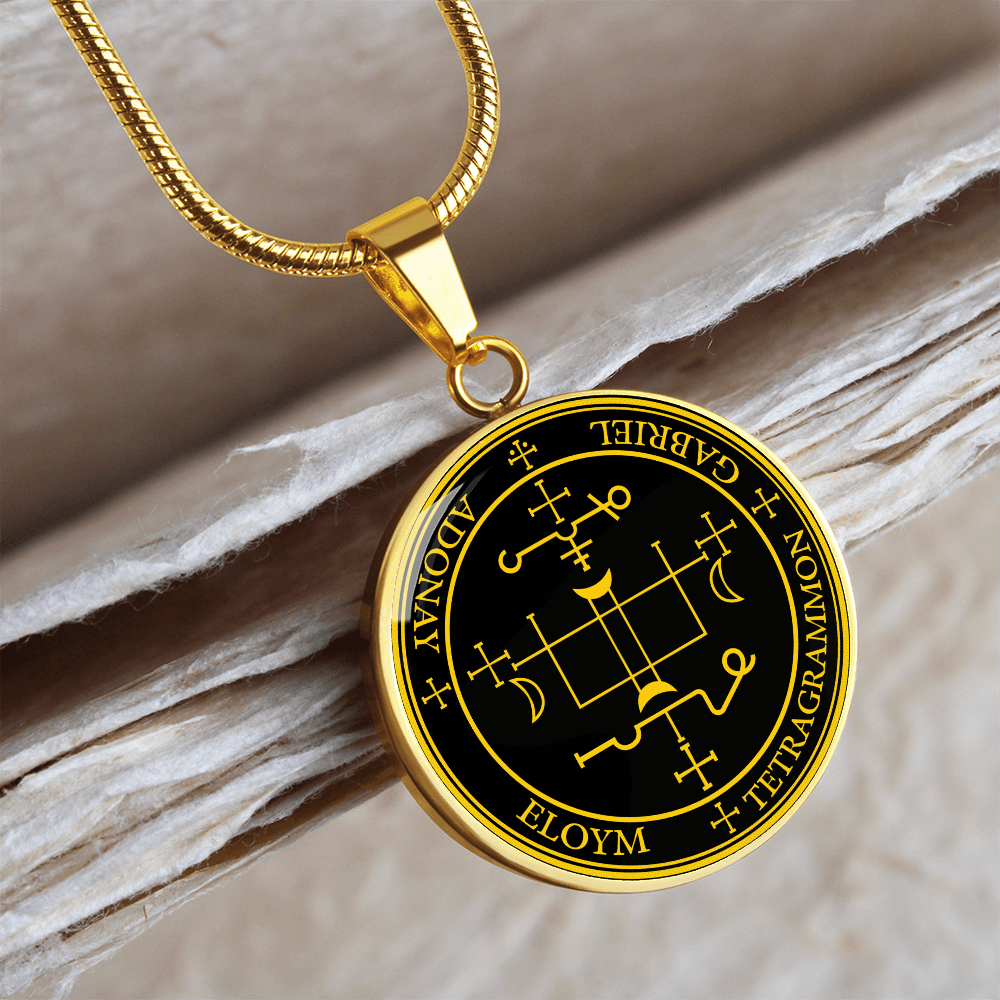Archangel Gabriel Sigil Necklace - Black