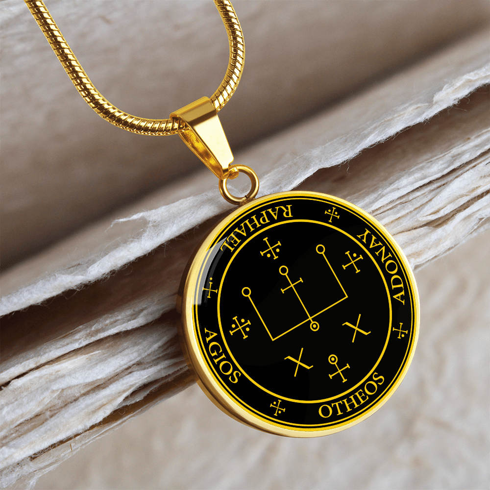 Archangel Raphael Sigil Necklace - Black