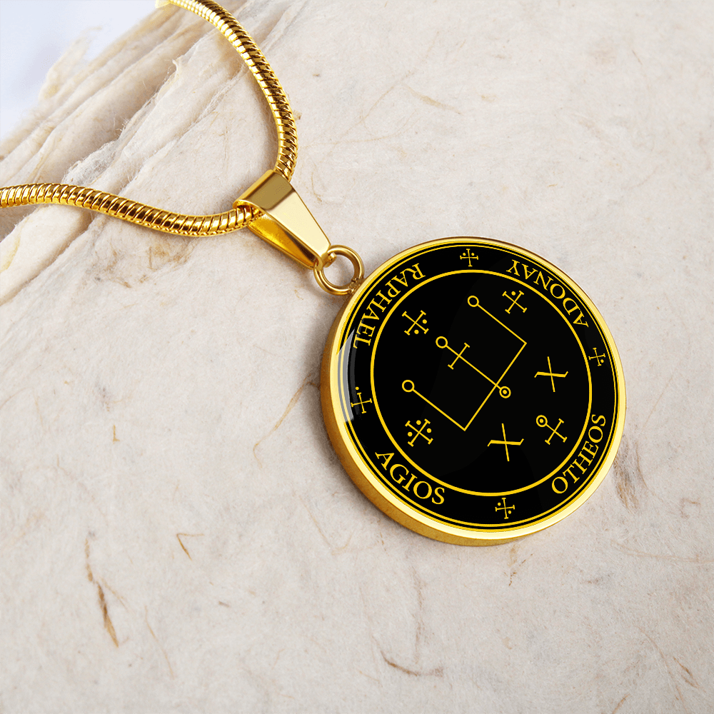 Archangel Raphael Sigil Necklace - Black