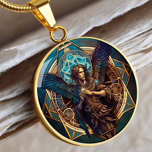 archangel Metatron necklace art deco art nouveau angel art graphic pendant necklace silver necklace 18k gold plated necklace gold angel necklace angel charm guardian angel gift spiritual jewelry Metatron pendant necklace boho chic necklace