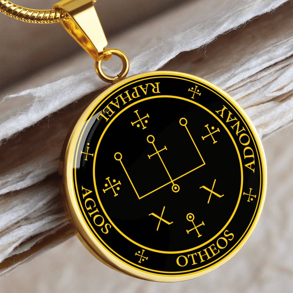 Archangel Raphael Sigil Necklace - Black