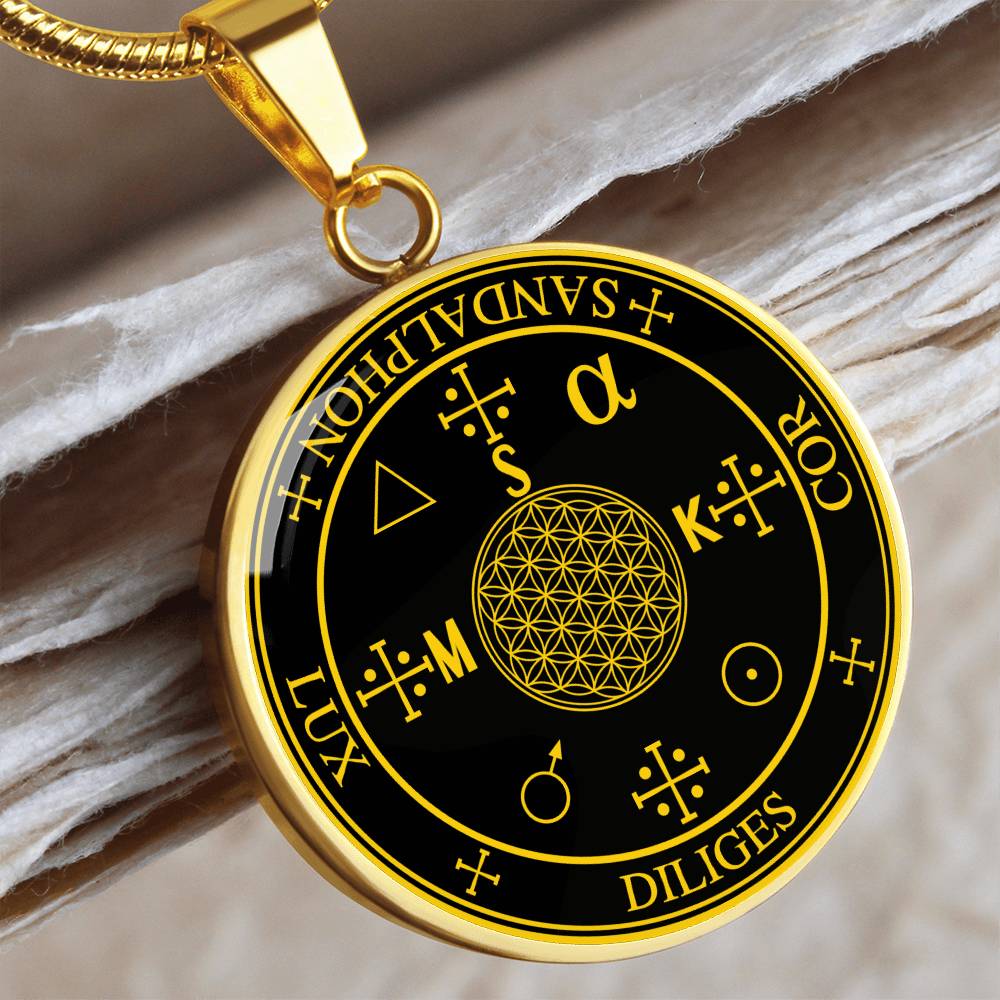 Archangel Sandalphon Sigil Necklace - Black