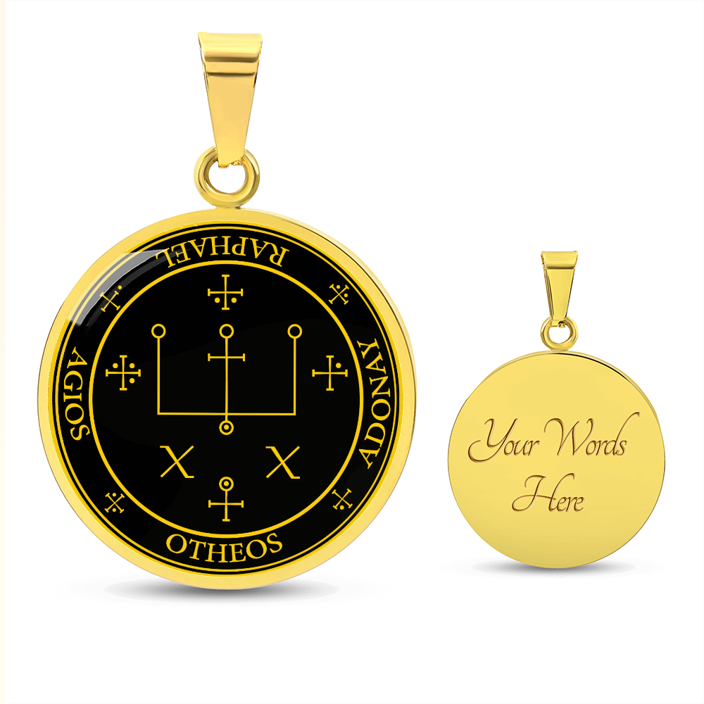 Archangel Raphael Sigil Necklace - Black