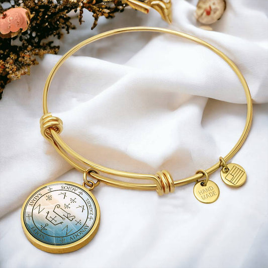 18k gold archangel Zadkiel sigil bracelet protection sigil manifestation sigil spiritual jewelry