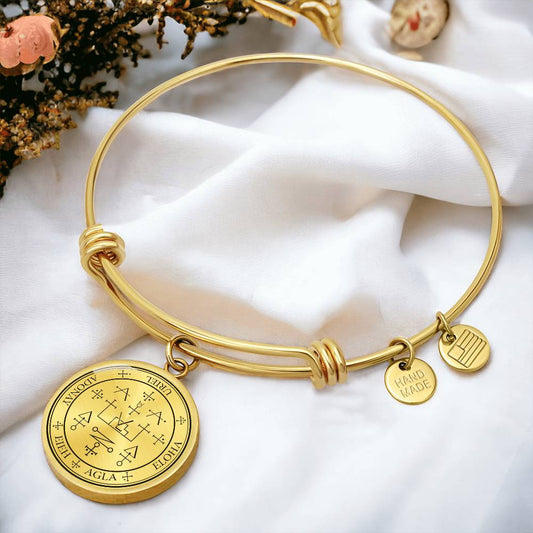 18k gold archangel Uriel sigil bracelet protection sigil manifestation sigil spiritual jewelry